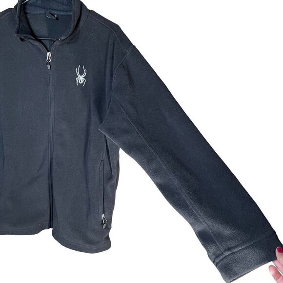 Spyder Mens Black Fleece Jacket Size Medium - Picture 4 of 10